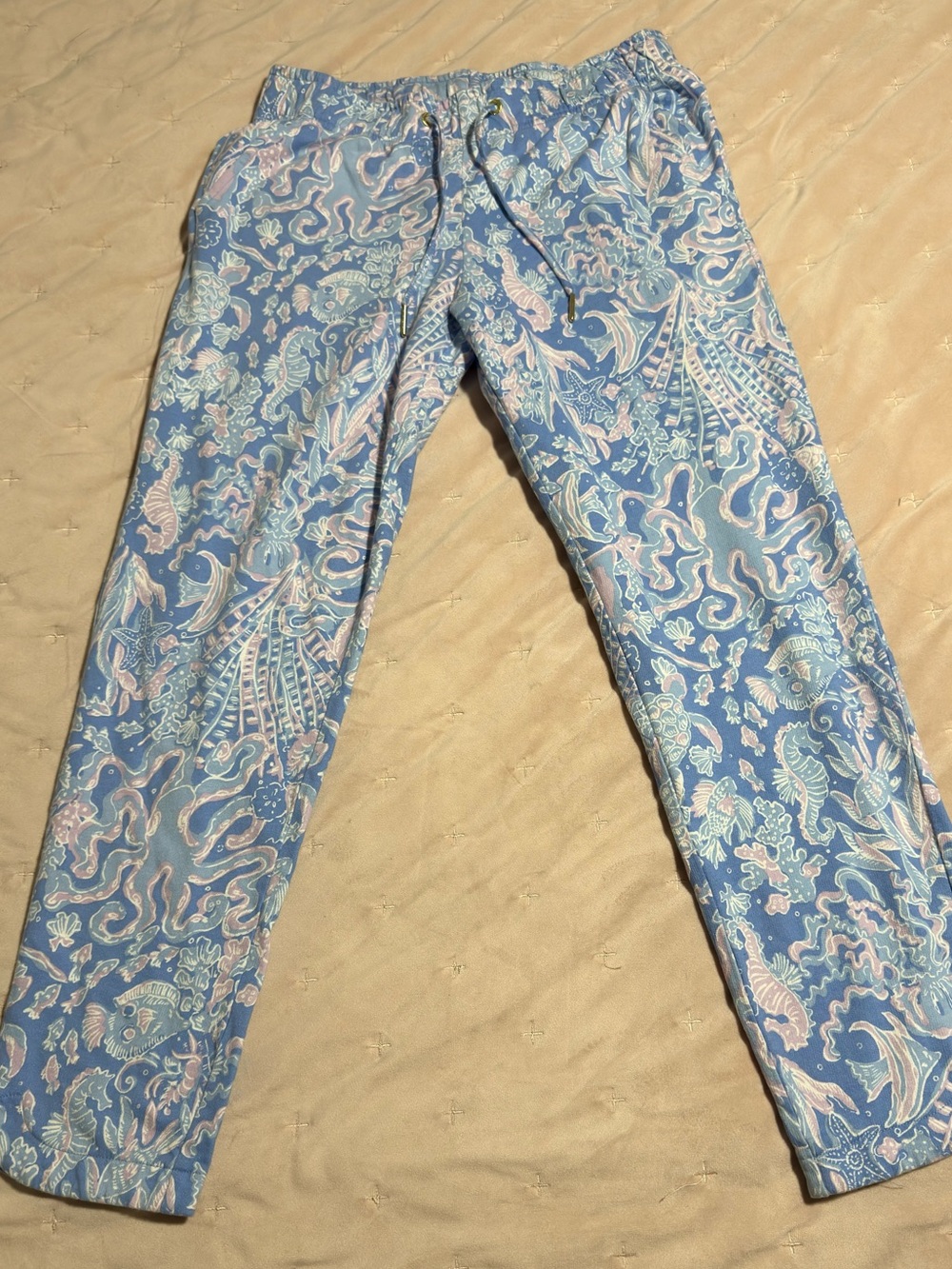 Lilly Pulitzer Blue Sea Life Print Jogger Pants Size Small - Picture 3 of 5